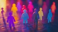 Abstract concept of diversity with colorful human silhouettes in soft focus Royalty Free Stock Photo