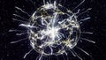 Abstract concept of electric power. Animation. Beautiful abstract lightning and bright light in energy ball with zippers