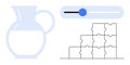 Abstract concept with a jug, a slider control, and a stacked puzzle layout, completeness, customization Royalty Free Stock Photo