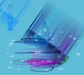 Abstract concept of radial algorithm analysis. Big data. Quantum virtual cryptography. Business visualization of artificial