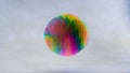 Abstract concept. A sphere of transparent colored disks changes color in wave-like movements. Rainbow. Separation. Turn