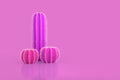 Abstract concept on the topic of the male penis. Three different cacti with thorns on a bright colored pastel background