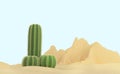 Abstract concept on the topic of the male penis. Three different spiked cacti grow out of the sand in the desert