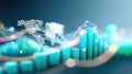 Global business data analytics showing financial market growth with illuminating a lines world background map Royalty Free Stock Photo