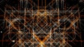 Abstract conceptual background with neuron data information and network connections. Animation. Crossing orange and