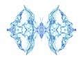 Abstract conceptual design. Blue butterfly over white Royalty Free Stock Photo