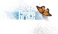 Grace word with butterfly abstract graphic splatter background Royalty Free Stock Photo