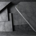 Abstract concrete architecture. Dark empty room interior