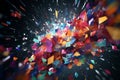 Abstract confetti explosion with a mix of