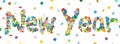 Abstract Confetti Word - New Year Letter - Colorful Panorama Vec