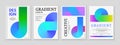 Abstract conical gradient posters. Limitless gradients shape flyer, colorful geometric eternity template vector set