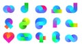 Abstract conical gradient shapes. Round color gradients forms, dynamic geometric figures and angular design elements Royalty Free Stock Photo
