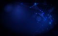 Abstract connecting dots and lines. Abstract polygonal space low poly dark blue background