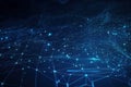 Abstract connection blue background network 3D rendering. Generative ai Royalty Free Stock Photo