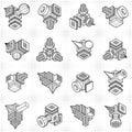 Abstract construction isometric designs, vector set Royalty Free Stock Photo