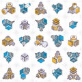 Abstract construction isometric designs, vector set Royalty Free Stock Photo