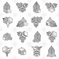 Abstract construction isometric designs, vector set. Royalty Free Stock Photo