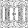 Abstract Construction Structure Vector. Illustration of Metal Steel Grid Architectural Construction Isolated on a White. Royalty Free Stock Photo