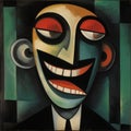 Abstract Constructivism: Smiling Man Holding Business Suit