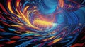 Abstract contemplative image in a quantum and psychedelic style with swirling patterns, fractal structures and abstract