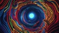 Abstract contemplative image in a quantum and psychedelic style with swirling patterns, fractal structures and abstract