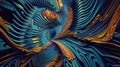 Abstract contemplative image in a quantum and psychedelic style with swirling patterns, fractal structures and abstract