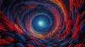 Abstract contemplative image in a quantum and psychedelic style with swirling patterns, fractal structures and abstract
