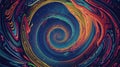 Abstract contemplative image in a quantum and psychedelic style with swirling patterns, fractal structures and abstract