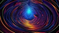 Abstract contemplative image in a quantum and psychedelic style with swirling patterns, fractal structures and abstract