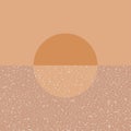Abstract contemporary aesthetic background landscape with sunrise or sunset. Earth pastel color tones. Boho wall decoration. Mid