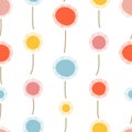 Abstract contemporary colorful dandelion or organic shapes flower seamless pattern. Vector