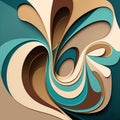 Abstract contemporary modern watercolor art. Minimalist teal, blue and brown shades illustration Royalty Free Stock Photo