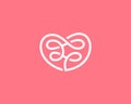 Abstract continuous line heart and endless, loops symbol logo. Infinity love logotype. Valentine and relationship line