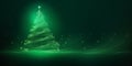 Abstract continuous one line drawing of christmas tree. Green Christmas fashionable minimalistic background