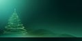 Abstract continuous one line drawing of christmas tree. Green Christmas fashionable minimalistic background