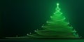 Abstract continuous one line drawing of christmas tree. Green Christmas fashionable minimalistic background