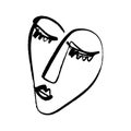Abstract continuous one line drawing, woman face. Vector illustration