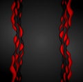 Abstract contrast red black wavy corporate background