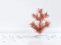Abstract copper christmas tree white scene 3d render Royalty Free Stock Photo