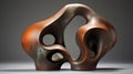 Abstract Copper Sculpture: Dark Orange And Bronze, Trapped Emotions Depicted