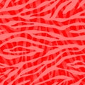 Abstract coral red orange zebra striped textured seamless pattern background