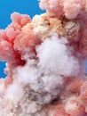 Abstract coral with white cloud-like formations against a blue background. Royalty Free Stock Photo