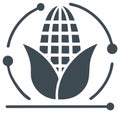 Abstract Corn Globe Icon with Orbiting Dots Symbolizing Global Agriculture and Technology Royalty Free Stock Photo