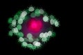 Abstract coronavirus purple-green bokeh background