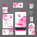 Abstract Corporate identity pink template. Vector company spots style for brandbook and guideline.