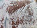 Abstract corroded colorful rusty metal background with white paint. Rusty metal texture. Frame, copy space, place for Royalty Free Stock Photo