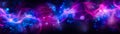 Abstract cosmic background with swirling neon light waves in mesmerizing shades of blue and pink across a deep space