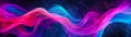 Abstract cosmic background with swirling neon light waves in mesmerizing shades of blue and pink across a deep space