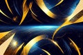 Abstract cosmic dark blue background with neon golden lights, virtual reality Royalty Free Stock Photo