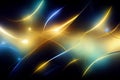 Abstract cosmic dark blue background with neon golden lights, virtual reality